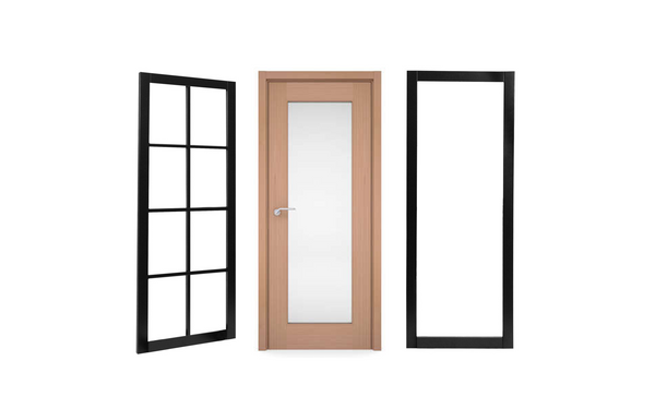  Two Black Steel Frames, One Wooden Frame