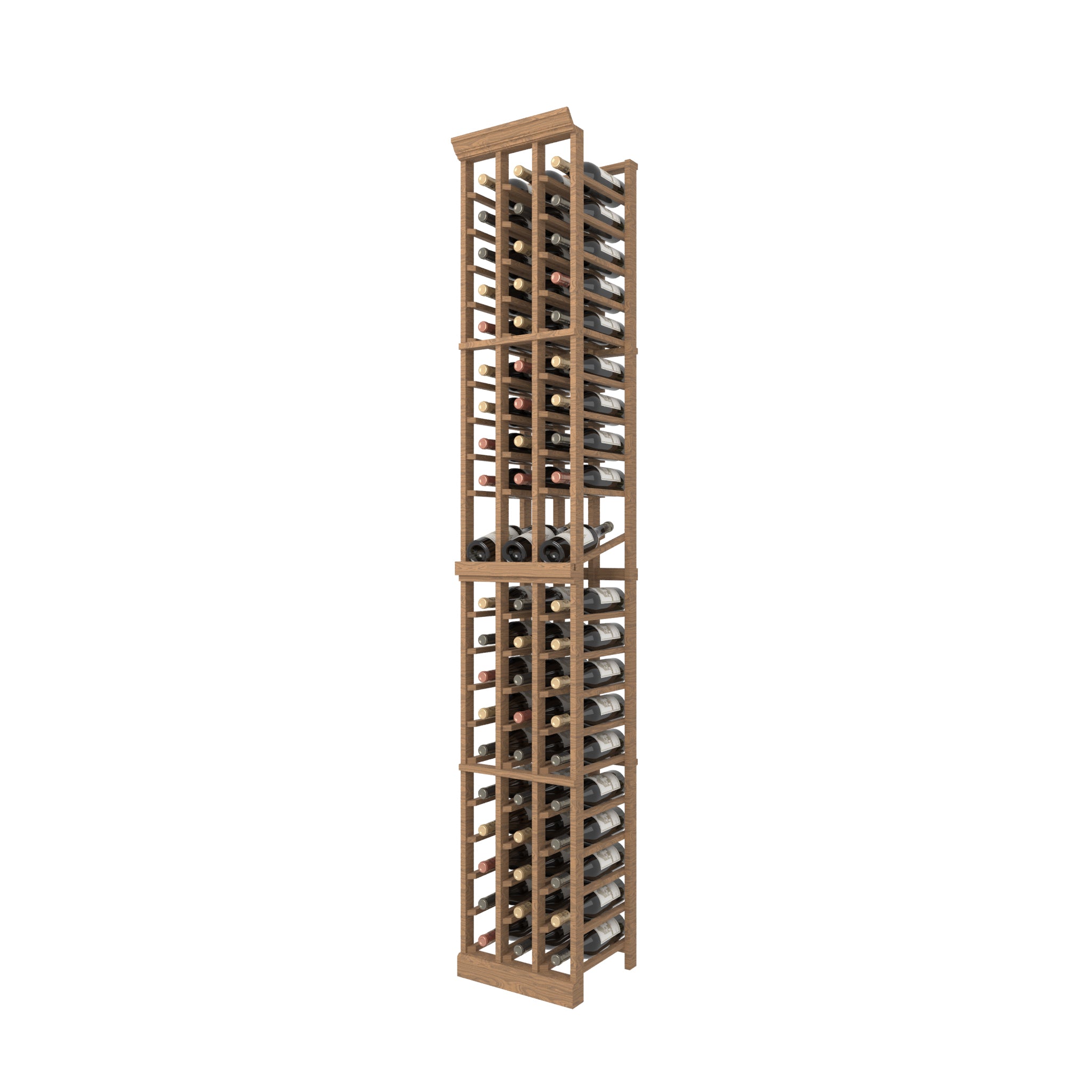 Individual Bottle Premium Wood Wine Rack, With Display Row | 03 Column