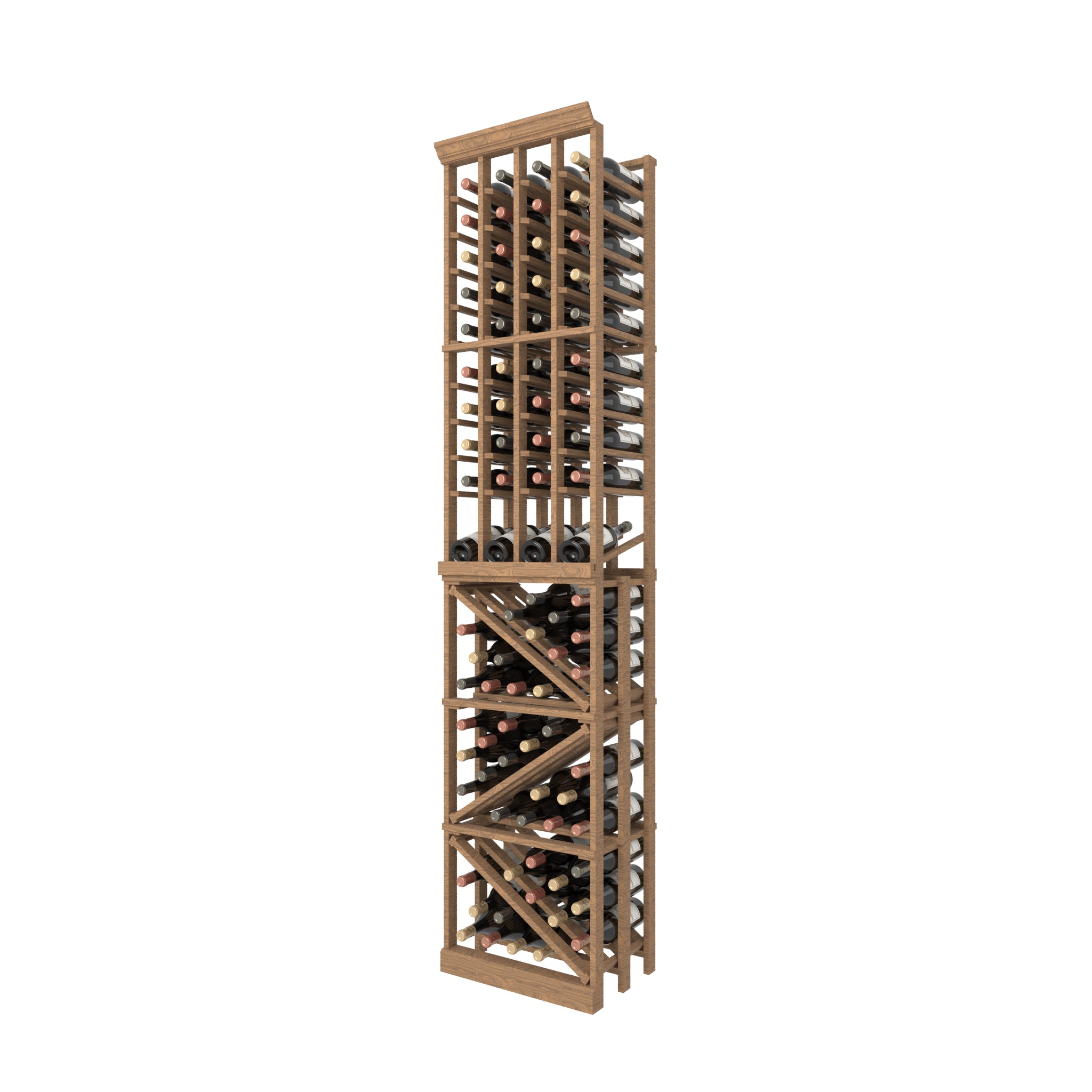 Individual Bottle Premium Wood Wine Rack, With Display Row and Bin Storage| 04 Column