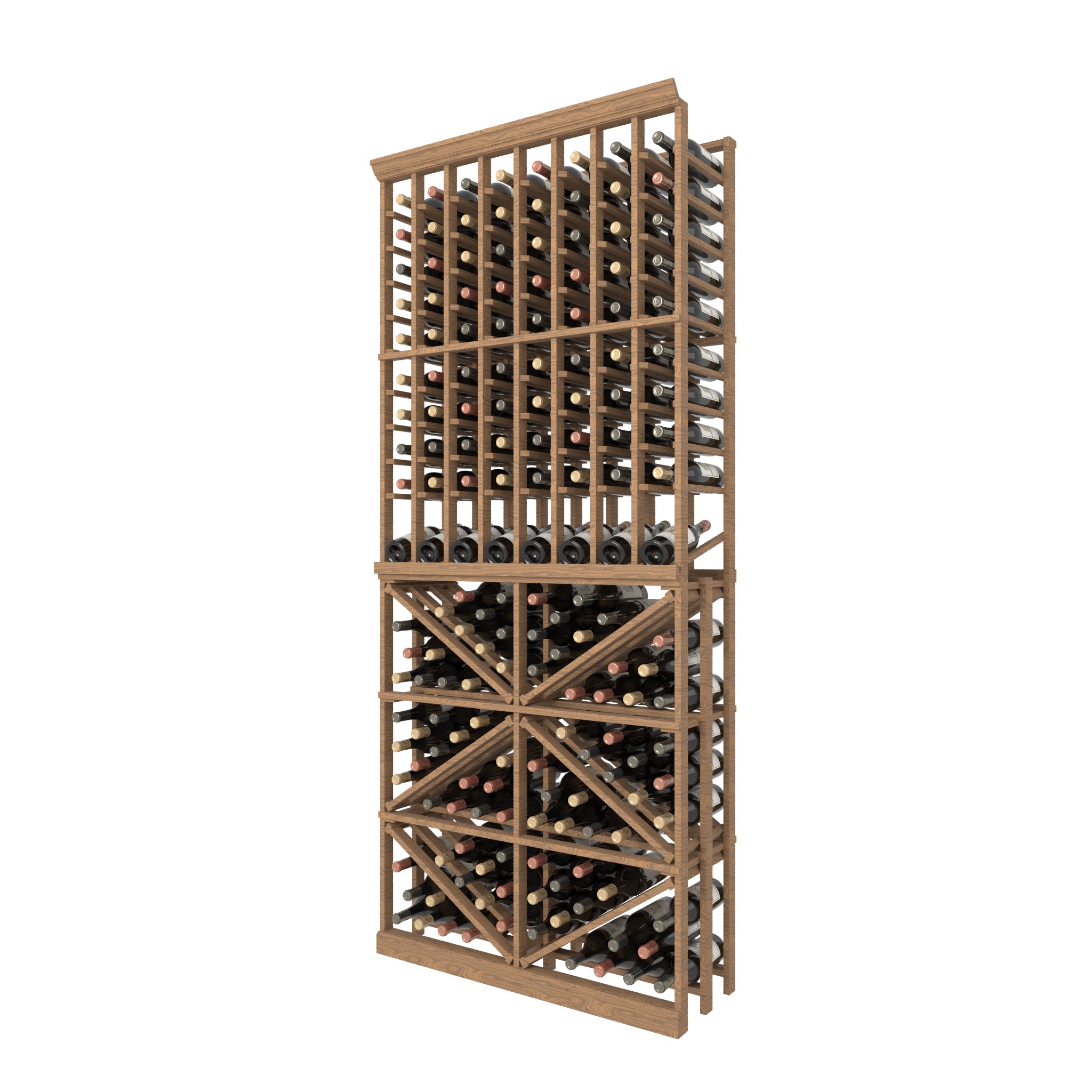 Individual Bottle Wood Rack with Display Row & BIN Storage - 08 Column