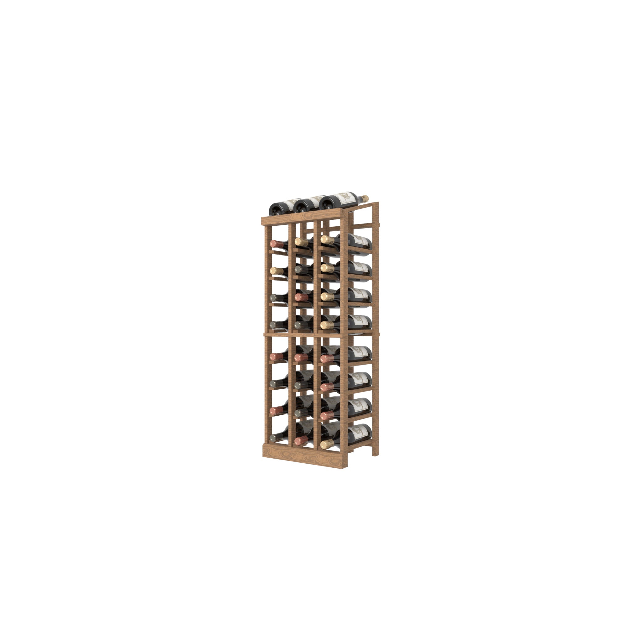 	Individual Bottle Wood Wine Rack with Display Row | 3 Column, 9 Rows MAgnum Bottles
