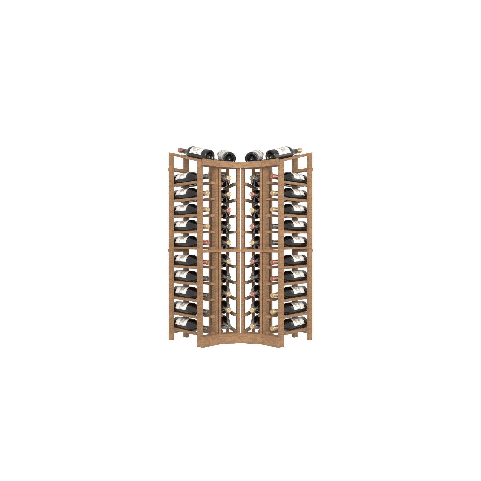 Individual Bottle Curved Corner Base Wine Rack with Display Row, 11 rows